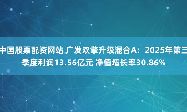 中国股票配资网站 广发双擎升级混合A：2025年第三季度利润13.56亿元 净值增长率30.86%
